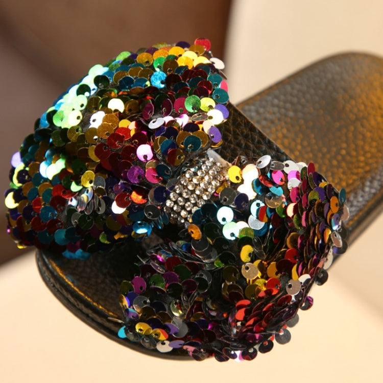 Children Rhinestones Bows Soft Slippers, Size:30