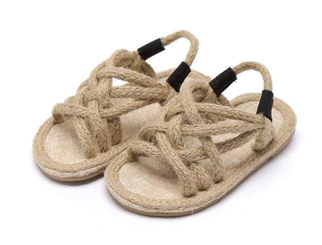 Children's Non-slip Hemp Rope Beach Roman Sandals, Size:27