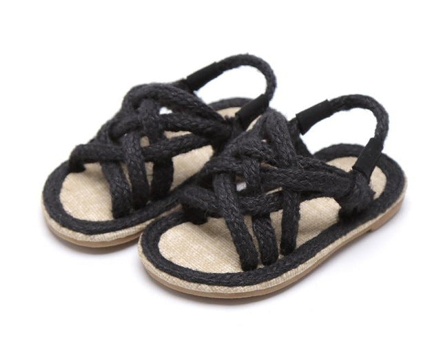Children's Non-slip Hemp Rope Beach Roman Sandals, Size:27