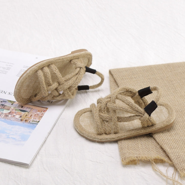 Children's Non-slip Hemp Rope Beach Roman Sandals, Size:27