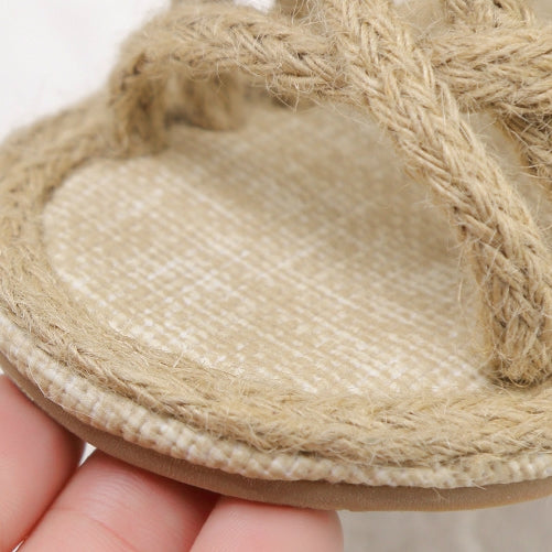 Children's Non-slip Hemp Rope Beach Roman Sandals, Size:27