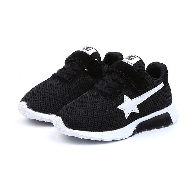 Children Star Mesh Breathable Comfortable Running Sneakers Flat Shoes, Size:28(Blue)