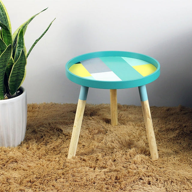 Modern Small Fresh Coffee Tables Creative Wood Round Tables Home Decoration Accessories
