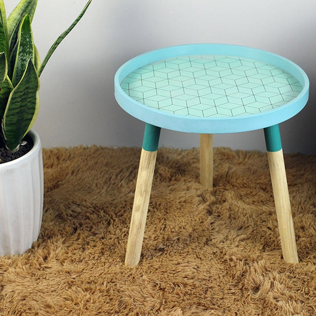 Modern Small Fresh Coffee Tables Creative Wood Round Tables Home Decoration Accessories