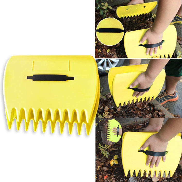 2 PCS Trimming Grass Collect Hand Rakes Garden Cleaning Pick Up Rubbish Leaves Tool Portable Yard Lawn Grabber Leaf Scoop(Yellow)