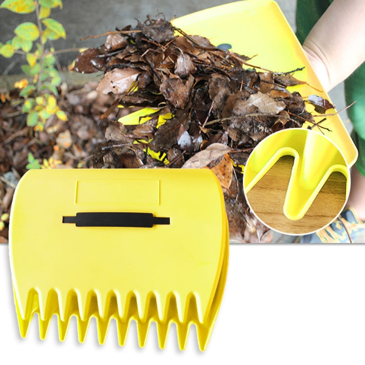 2 PCS Trimming Grass Collect Hand Rakes Garden Cleaning Pick Up Rubbish Leaves Tool Portable Yard Lawn Grabber Leaf Scoop(Yellow)