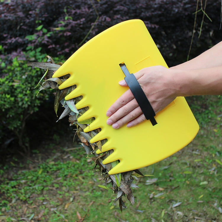 2 PCS Trimming Grass Collect Hand Rakes Garden Cleaning Pick Up Rubbish Leaves Tool Portable Yard Lawn Grabber Leaf Scoop(Yellow)