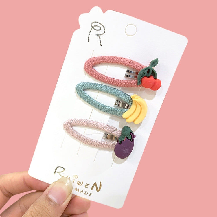 2 Set/Pcs Girls Simulation Vegetable Fruit Hairpins Hair Accessory