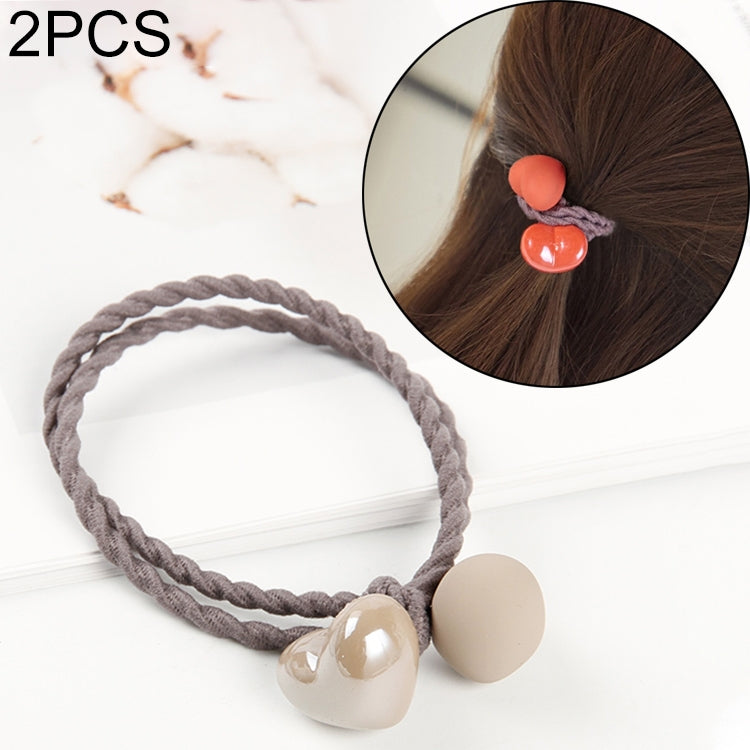 2 PCS Ceramic Heart Frosted And Glossy Women Hairband Hair Accessories