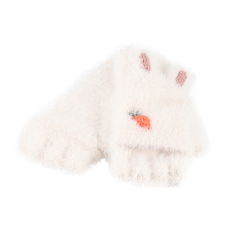 Children Half Finger Gloves Knitted Cold Warm Plus Velvet Fingerless Gloves