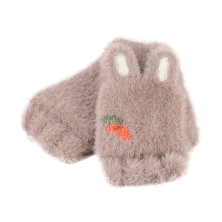 Children Half Finger Gloves Knitted Cold Warm Plus Velvet Fingerless Gloves