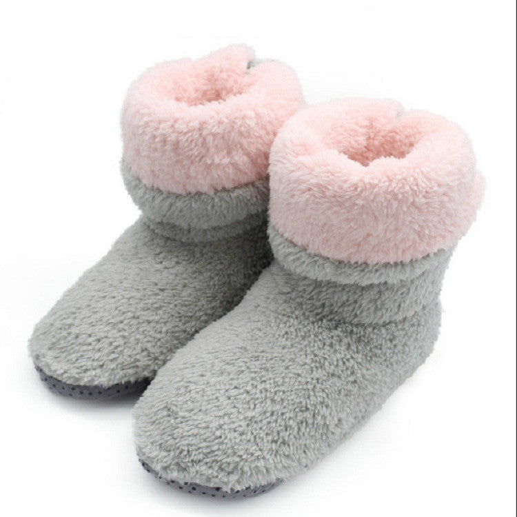 Heel Elastic Button High Shoes Lovers Home Shoes Winter Warm Floor Socks, Size:25cm