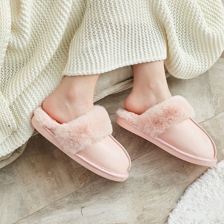 Women Solid Color Warm Plush Slippers, Size:36