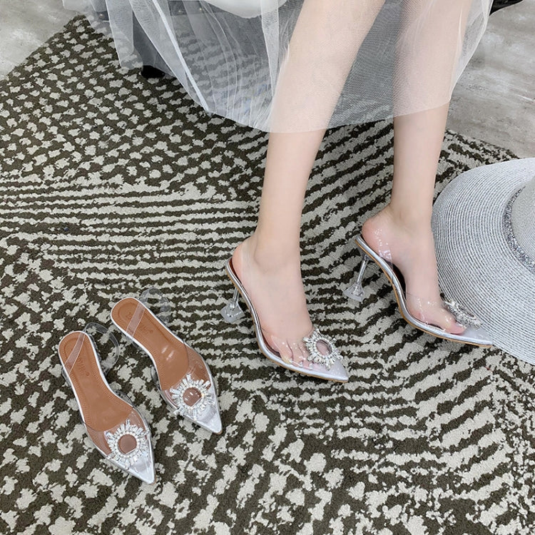 Transparent Sandals Decorate Diamond Low-heeled Sandals Women, Shoe Size:38