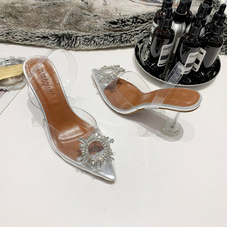 Transparent Sandals Decorate Diamond Low-heeled Sandals Women, Shoe Size:38