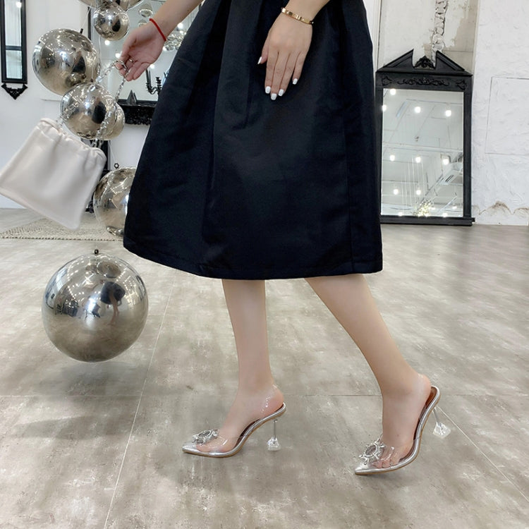 Transparent Sandals Decorate Diamond Low-heeled Sandals Women, Shoe Size:38