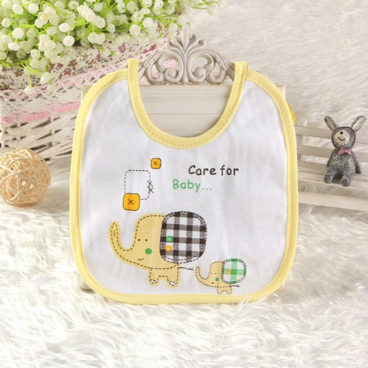 Baby Cotton Bib Elephant Print Baby Saliva Towel Newborn With Soft Water-proof Bib(Yellow)