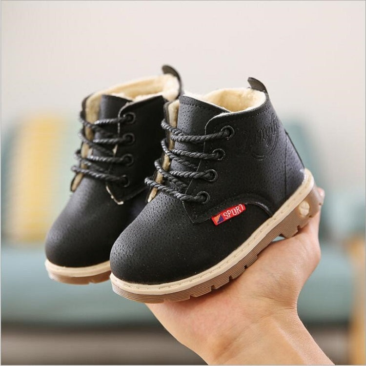 Children Casual Soft Bottom Cotton Shoes, Material:Add Cotton, Size:29(Black)