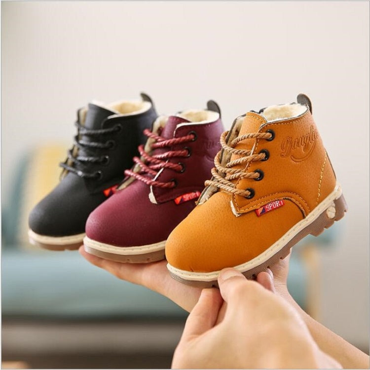 Children Casual Soft Bottom Cotton Shoes, Material:Add Cotton, Size:29(Black)