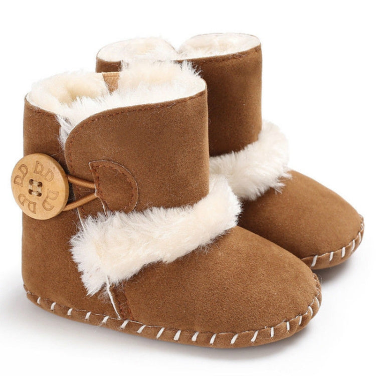 Baby Winter Warm Woolly Snow Boots With Buckle Strap, Size:12cm