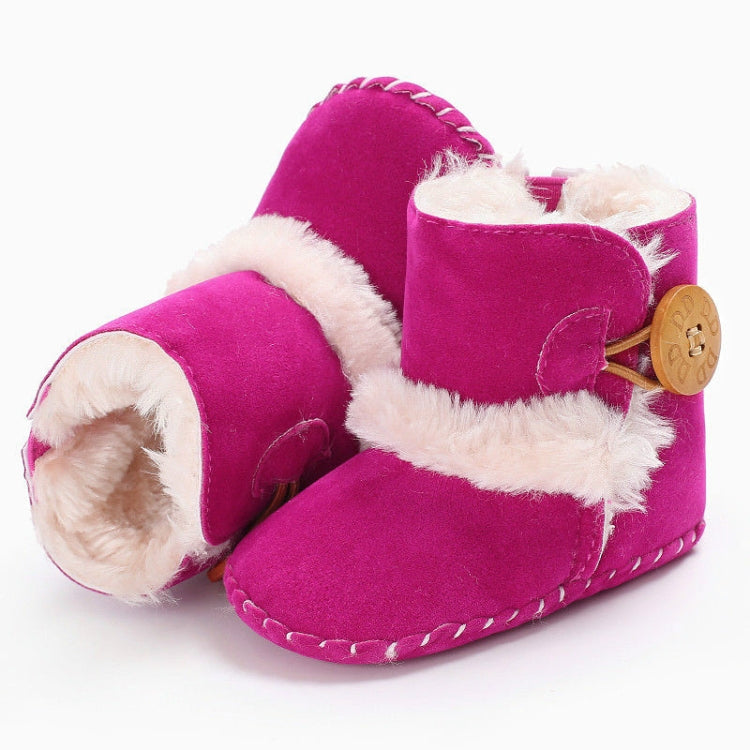 Baby Winter Warm Woolly Snow Boots With Buckle Strap, Size:12cm