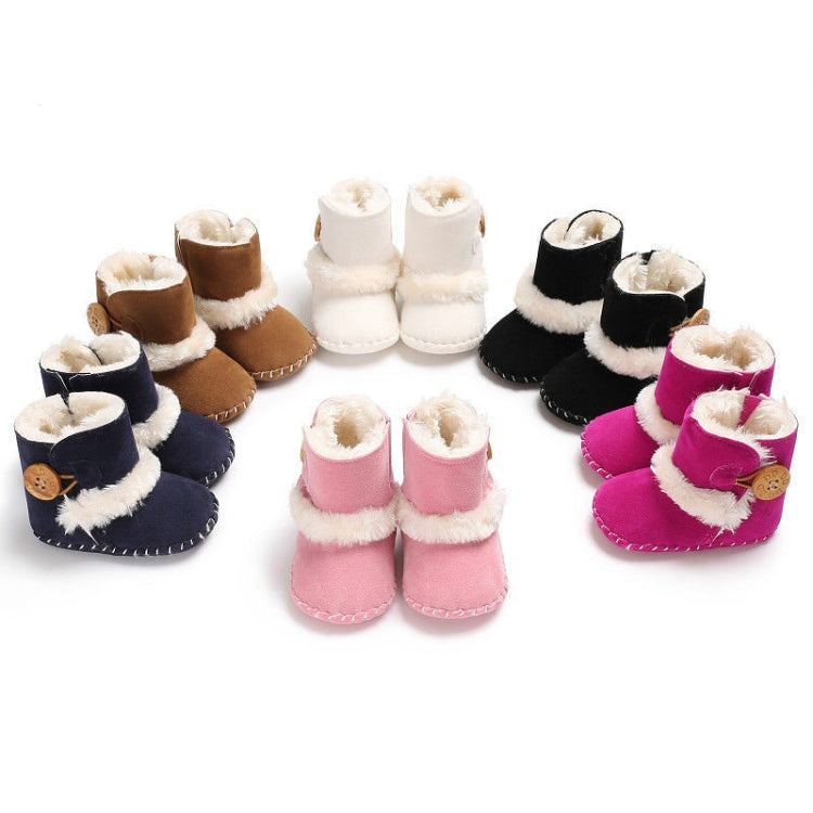 Baby Winter Warm Woolly Snow Boots With Buckle Strap, Size:13cm