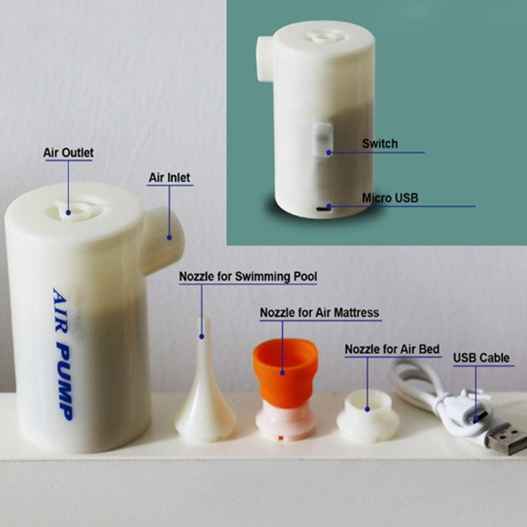 Mini Multifunctional Electric Charging Air Pump Without Charging Cable(White)
