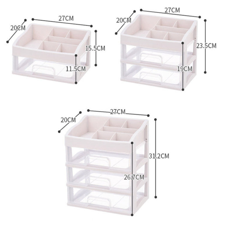 2 PCS Plastic Storage Drawer Makeup Desktop Storage Box, Size:1 Layer