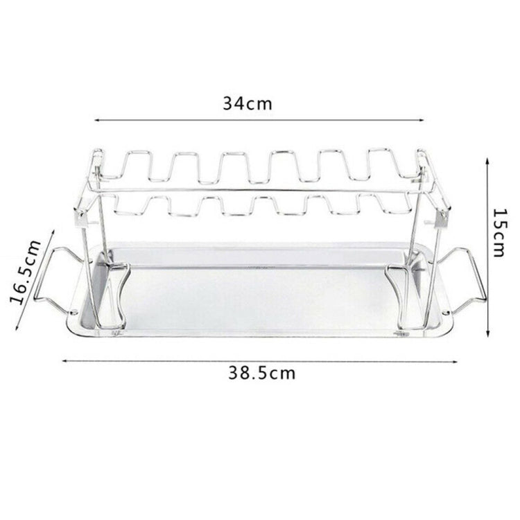 Stainless Steel Chicken Wing Leg Barbecue Rack with Drip Pan(Silver)
