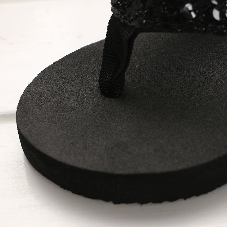 Sequin Slippers Wedge ith Flip Flops, Size:40