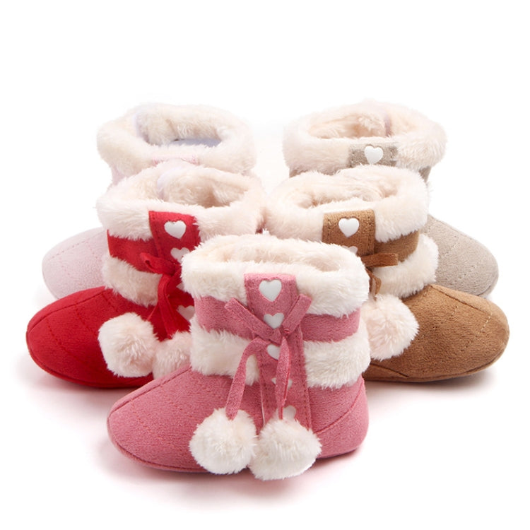 Fleece Winter Baby Shoes Infant Snow Boots Rubber Soft Sole, Size:11.5cm