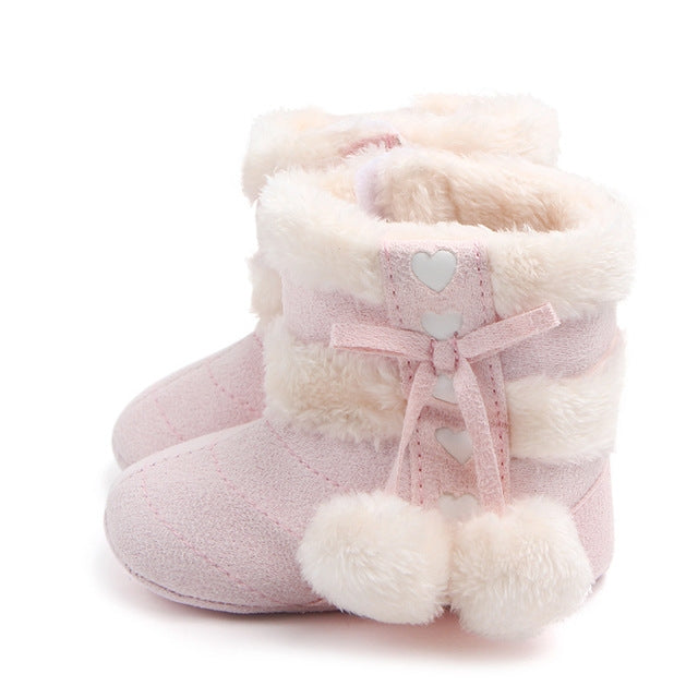 Fleece Winter Baby Shoes Infant Snow Boots Rubber Soft Sole, Size:11.5cm