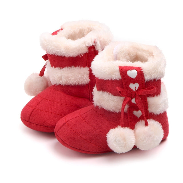 Fleece Winter Baby Shoes Infant Snow Boots Rubber Soft Sole, Size:12.5cm