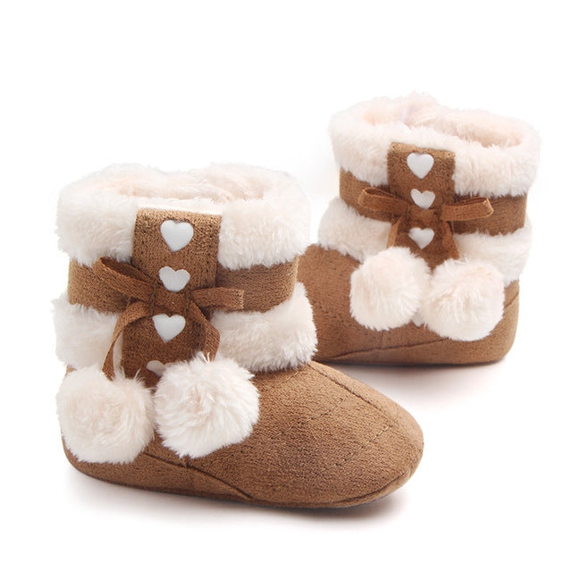 Fleece Winter Baby Shoes Infant Snow Boots Rubber Soft Sole, Size:13.5cm
