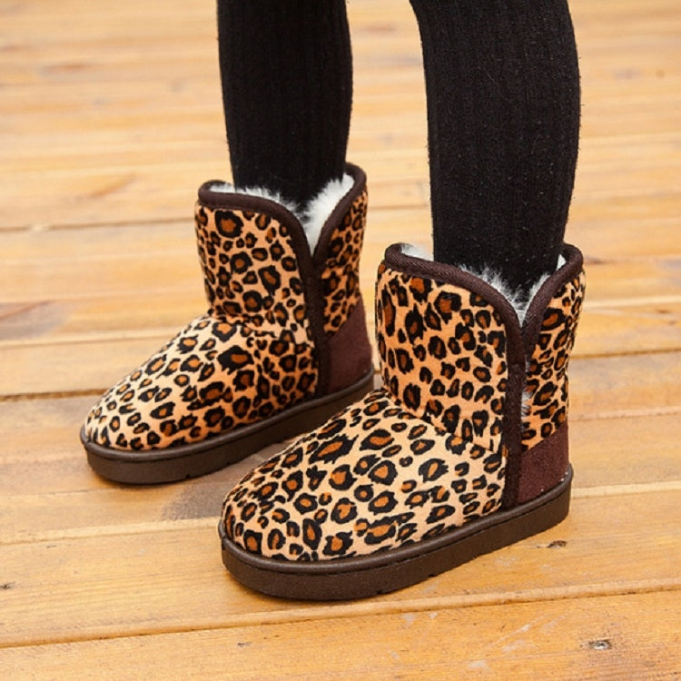 Children Thick Warm Winter Non-Slip Leopard Print Snow Boots, Size:29