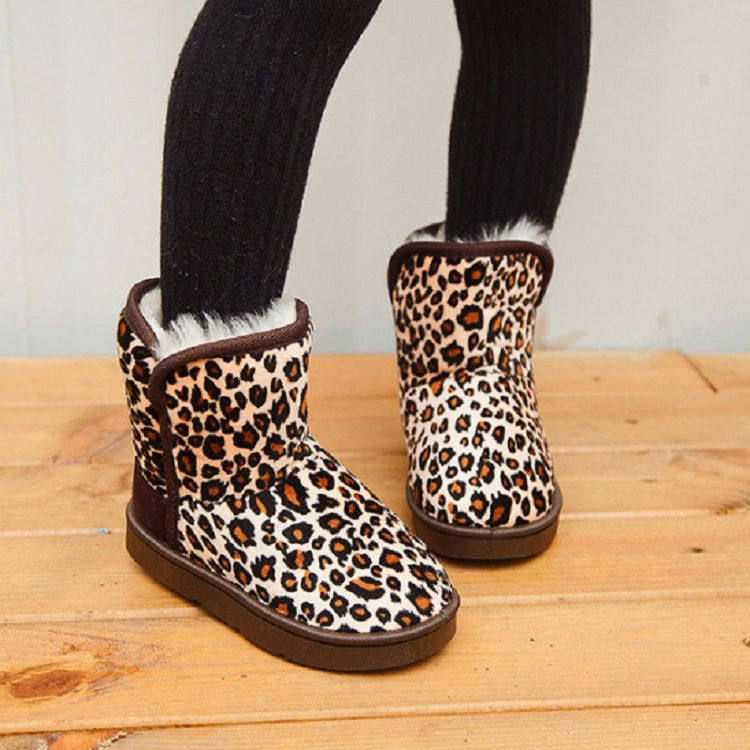 Children Thick Warm Winter Non-Slip Leopard Print Snow Boots, Size:32