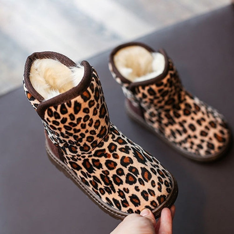 Children Thick Warm Winter Non-Slip Leopard Print Snow Boots, Size:33