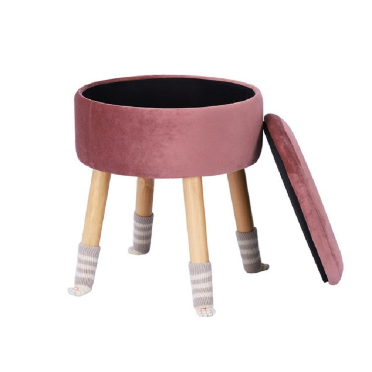 Modern Flannel Solid Wood Stool Thickened Small Stool Living Room Storage Stool
