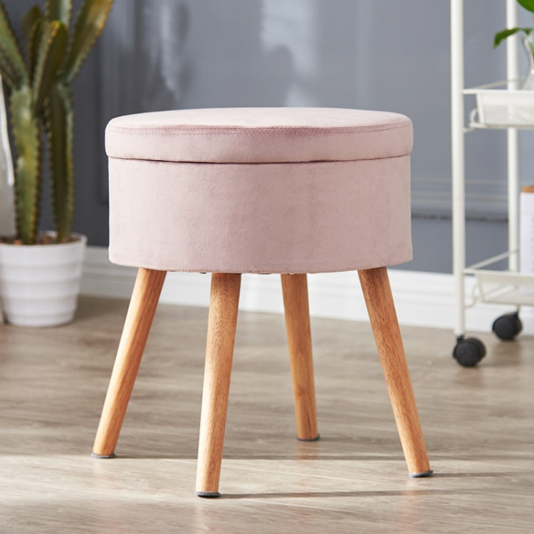 Modern Flannel Solid Wood Stool Thickened Small Stool Living Room Storage Stool