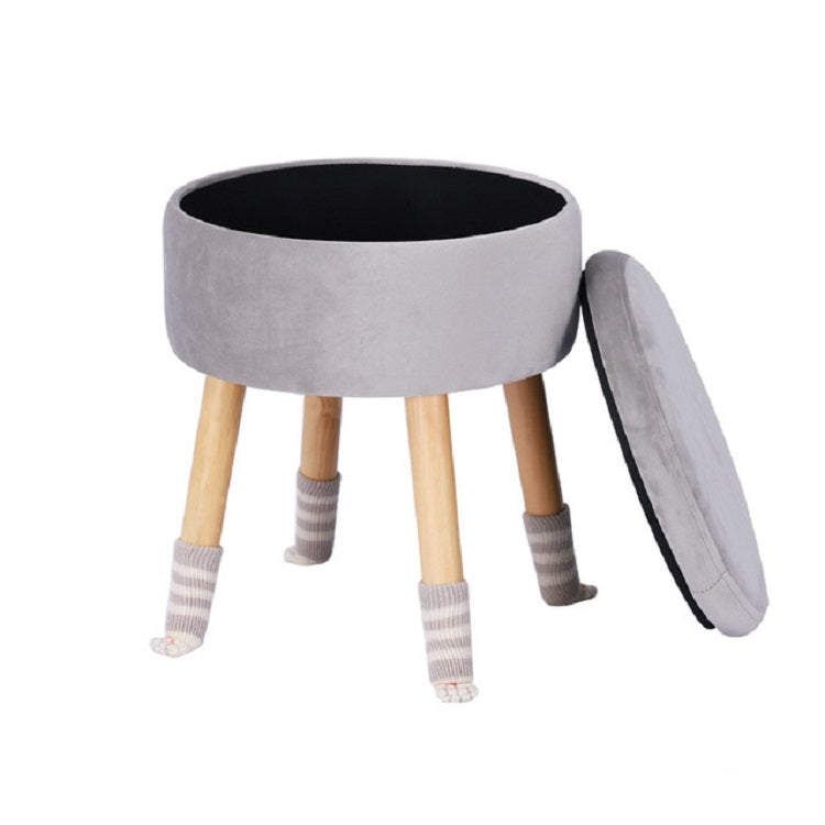 Modern Flannel Solid Wood Stool Thickened Small Stool Living Room Storage Stool