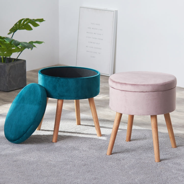 Modern Flannel Solid Wood Stool Thickened Small Stool Living Room Storage Stool