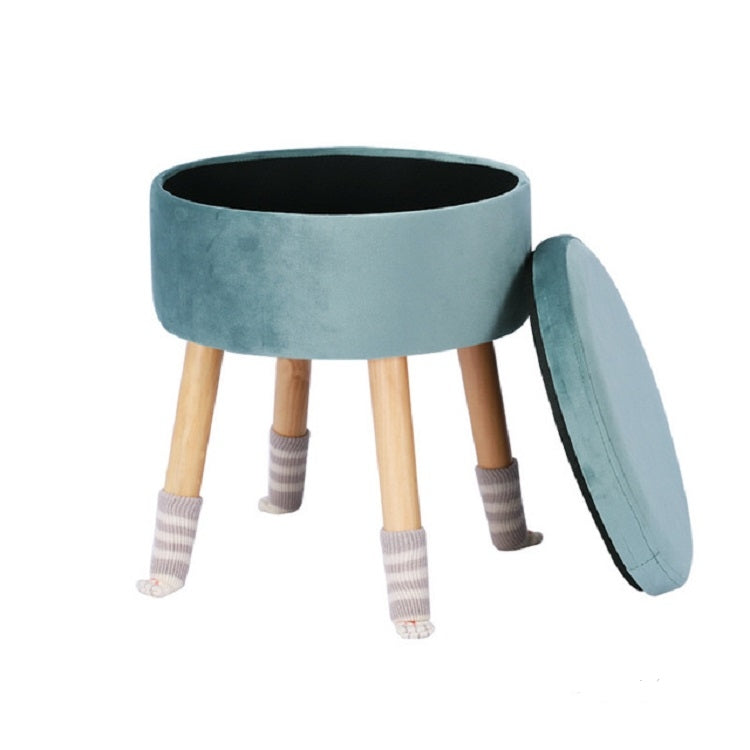 Modern Flannel Solid Wood Stool Thickened Small Stool Living Room Storage Stool