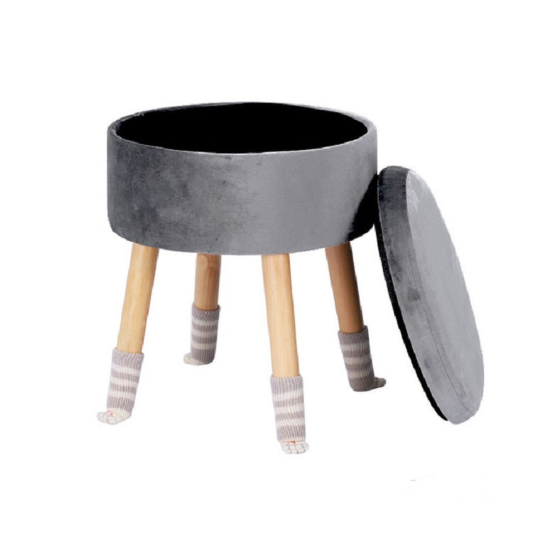 Modern Flannel Solid Wood Stool Thickened Small Stool Living Room Storage Stool