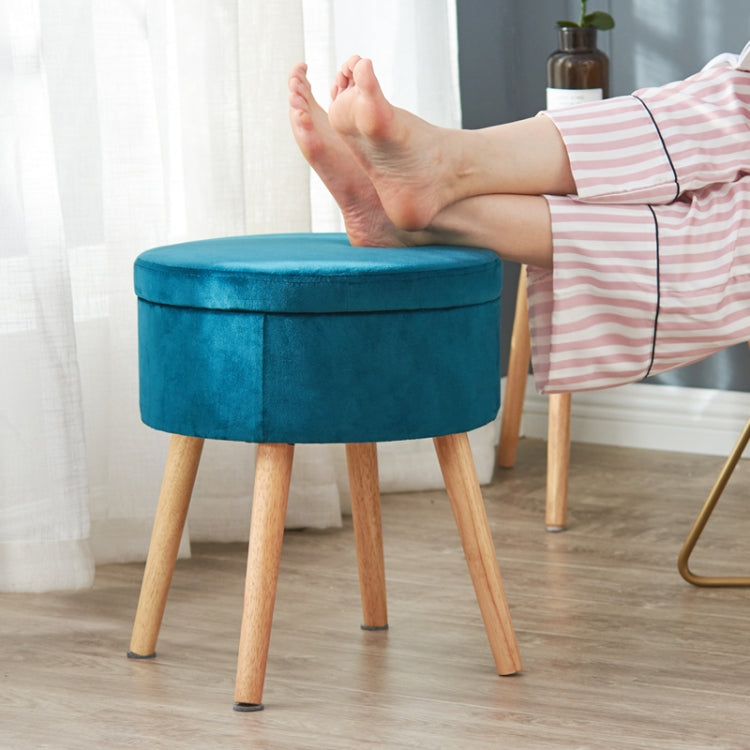 Modern Flannel Solid Wood Stool Thickened Small Stool Living Room Storage Stool