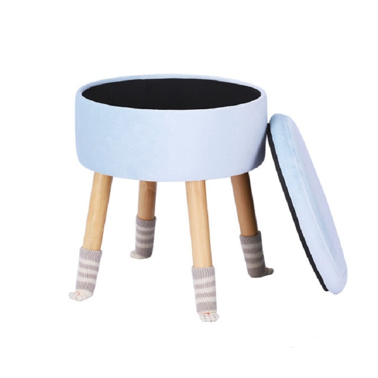 Modern Flannel Solid Wood Stool Thickened Small Stool Living Room Storage Stool