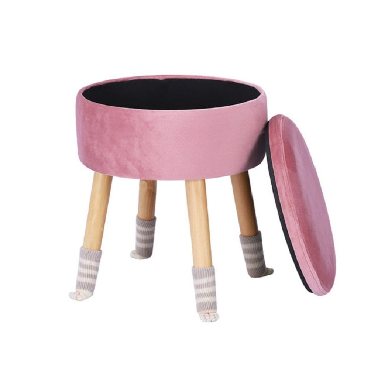 Modern Flannel Solid Wood Stool Thickened Small Stool Living Room Storage Stool