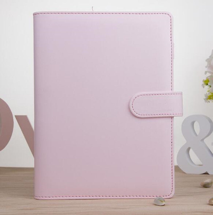 Notepad Cover Loose Leaf Handbook Protector Simple and Fresh Stationery, Color:A5 Cherry Pink