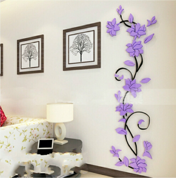 3D Wall Stikcers Flower Shape Acrylic Fashionable Detachable Waterproof DIY Wall Stickers Home Decoration, Size:80x24CM