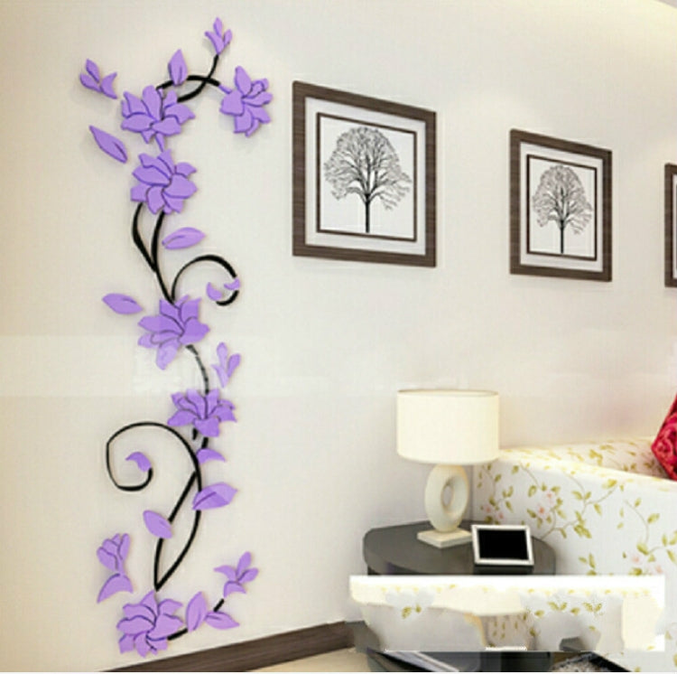 3D Wall Stikcers Flower Shape Acrylic Fashionable Detachable Waterproof DIY Wall Stickers Home Decoration, Size:80x24CM