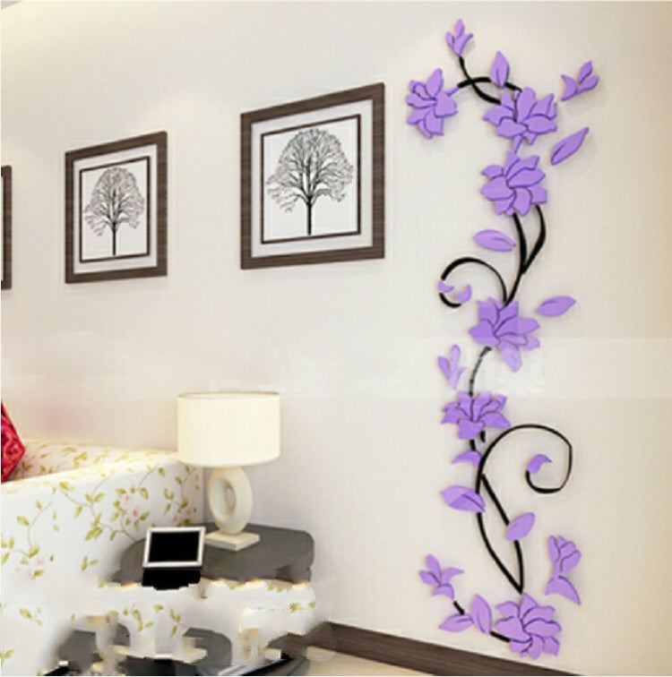 3D Wall Stikcers Flower Shape Acrylic Fashionable Detachable Waterproof DIY Wall Stickers Home Decoration, Size:250x75CM
